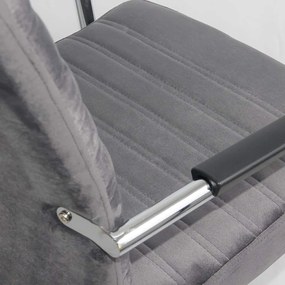 Scaun vizitator gri OFF 833V din catifea si cadru cromat