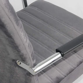 Scaun vizitator gri OFF 833V din catifea si cadru cromat
