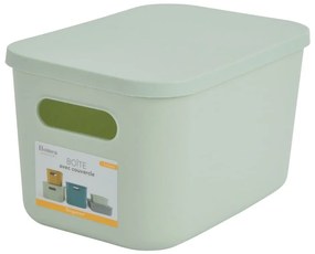 Cutie de depozitare verde-deschis din plastic cu capac 24,5x18x15 cm – Homéa