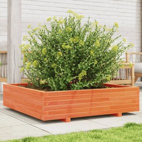 vidaXL Jardinieră grădină, maro ceruit, 100x100x26,5cm, lemn masiv pin