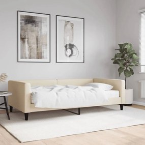 3196569 vidaXL Pat de zi cu saltea, crem, 100x200 cm, textil