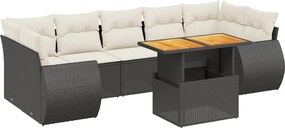 vidaXL Set mobilier de grădină cu perne, 8 piese, negru, poliratan
