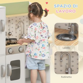 AIYAPLAY Set de Joaca de Bucatarie de Jucarie, cu Telefon, Aparat de Gheata, Aragaz, Chiuveta, Ustensile, pentru Copii de 3-6 ani, Alb | Aosom Romania