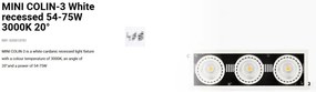 Spot LED incastrabil MINI COLIN-3 White recessed 54-75W 3000K 20°