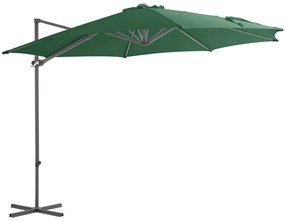 vidaXL Umbrelă suspendată cu stâlp din oțel, verde, 300 cm