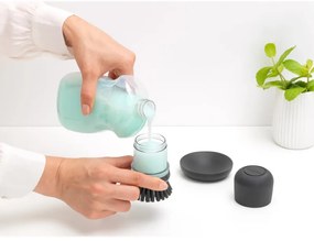 Dozator detergent de vase cu perie Brabantia Sinkside 1003317, 100 ml, Peri din poliester, Suport, Gri inchis
