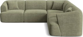 Colțar verde cu tapițerie din catifea reiată Campi – Cosmopolitan Design