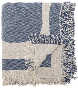 Pătură albastră/bej din bumbac reciclat 130x160 cm Ethan – Bloomingville
