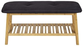 Pantofar negru/natural cu bancă din bambus Ecori – Wenko