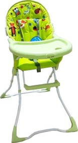 Scaun de masa copii si bebe Baby Care™ CH ,pliabil, centura de siguranta, sezut comfortabil, masuta detasabila, model Prietenii din Padure, Verde