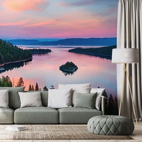 Fototapet lac la apus de soare