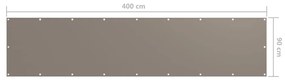 Paravan de balcon, gri taupe, 90x400 cm, tesatura oxford Gri taupe, 90 x 400 cm