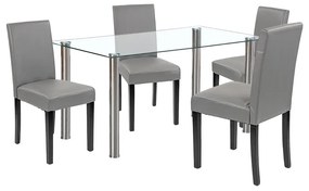 Set de masă Cadiz 4+1 alb-gri