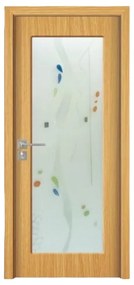 Usa Interior din MDF Novo Doors ND110, Cadru din Lemn Masiv, Geam Sablat, KIT COMPLET, Toc , Manere si balamale incluse (Culoare: Crem, Toc: Reglabil