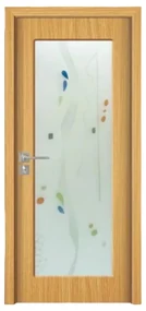 Usa Interior din MDF Novo Doors ND110, Cadru din Lemn Masiv, Geam Sablat, KIT COMPLET, Toc , Manere si balamale incluse (Culoare: Stejar Auriu, Toc: