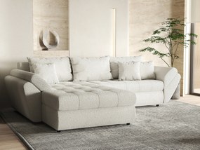 Colțar extensibil dumonde cu ladă de depozitare si sezut confortabil din spuma high-density, Loana Euphoria Ivory 270x185 cm