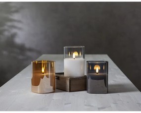 Lumânare de ceară cu LED Star Trading Flamme, înălțime 12,5 cm, gri