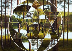 Tablou - Colaj geometric pe fundalul pădurilor nordice (70x50 cm)