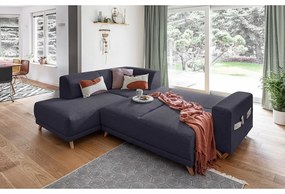 Colțar gri antracit extensibil/cu spațiu de depozitare (cu colț pe partea stângă/în formă de ”L”) Classy Sophie – Miuform