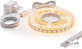 SET 1x bandă LED MYLIVING LIGHTSTRIP LED/22W/230V 5m + 5x profil încastrat 1 m