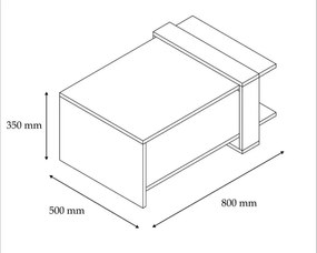 Măsuță de cafea GAYE 35x80 cm maro/albă