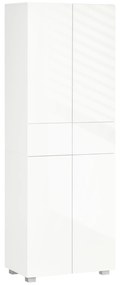 Dulap Bucatarie cu sertare,4 usi, cu 5 niveluri cu 3 rafturi reglabile,  pentru sufragerie, alb lucios 60x35x170cm HOMCOM | Aosom Romania