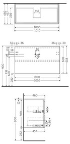 Mobilier pentru lavoar Rak, Joy Base 100 cm, suspendat, 2 sertare, nuc