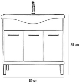 Dulap inferior Nerva 85 cm cu lavoar alb