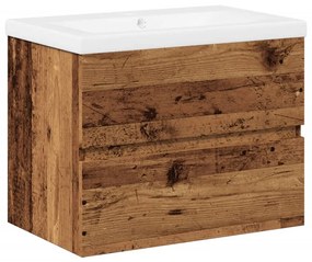 3328921 vidaXL Dulap chiuvetă cu chiuvetă încorporată lemn vechi 61x39,5x49 cm