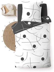 Lenjerie de pat albă-gri închis din microfibră pentru pat de o persoană 140x200 cm Sonate – douceur d'intérieur