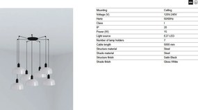 Lustra cu 7 pendule metal TATAWIN M alb