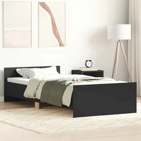 vidaXL Cadru de pat, negru, 90x190 cm, lemn prelucrat