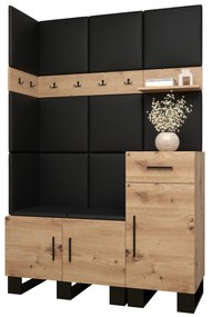 Set mobilier pentru hol Amanda 10 (Stejar artisan + piele ecologică Negru). 1085946