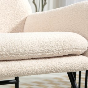 HOMCOM Fotoliu cu balansoar, fotoliu cu șezut de 10 cm grosime, picioare din oțel curbate, bej și negru | Aosom Romania