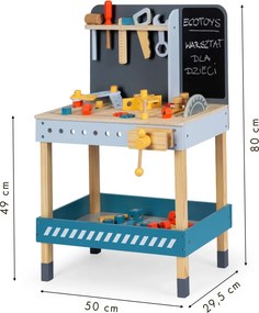 Masă DIY din lemn cu unelte și tablă 47 piese