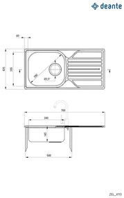 Chiuvetă de bucătărie Deante ZEL_0113 LEGATO 43,5x76 cm satin