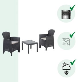 I.P.A.E-Progarden Set grădină AKITA, 3 piese, culoare antracit