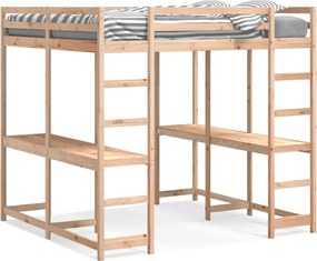 vidaXL Cadru pat supraetajat cu birou/scară, 140x200 cm, lemn pin