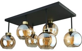 Lustră aplicată NESSA 6xE27/60W/230V negru/auriu/bej fumuriu