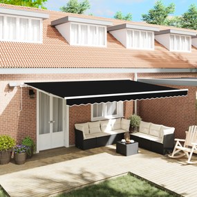 vidaXL Marchiză Retractabilă with Manual Negru 500 × 350 cm Negru