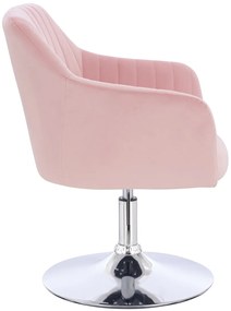 HR190N Scaun Roz Pudra din Catifea cu Bază Cromata