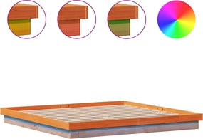 vidaXL Cadru de pat cu LED, maro ceruit, 200x200 cm, lemn masiv de pin