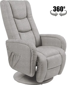 Fotoliu recliner PULSAR 2, gri, stofa/PVC, 68x85/135x85/106 cm