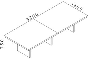 Masa de intalnire Lineart 320 x 140 cm, ulm deschis