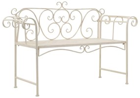 45430 vidaXL Bancă de grădină, alb vintage, 132 cm, metal