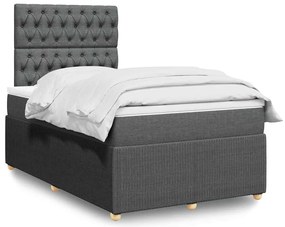 vidaXL Pat box spring cu saltea, gri închis, 120x200 cm, textil