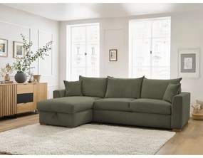 Colțar verde extensibil cu tapițerie din catifea reiată (cu colț variabil) Augustin – Bobochic Paris