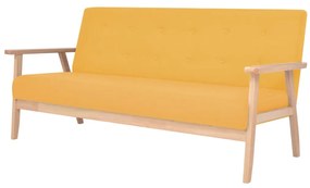 274919 vidaXL Set canapea din 3 piese, material textil, galben