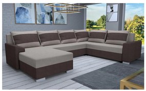 Colțar extensibil universal, tapițat, în formă de U OXFORD, maro/taupe