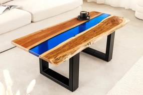 Masuta din lemn de salcam cu rasina epoxidica albastra LIQUID 110cm